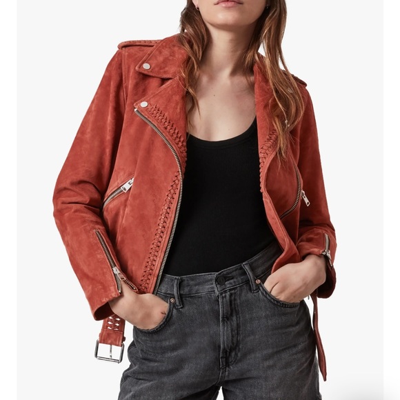 All Saints Jackets & Blazers - All Saints Braided Suede Leather Biker Jacket